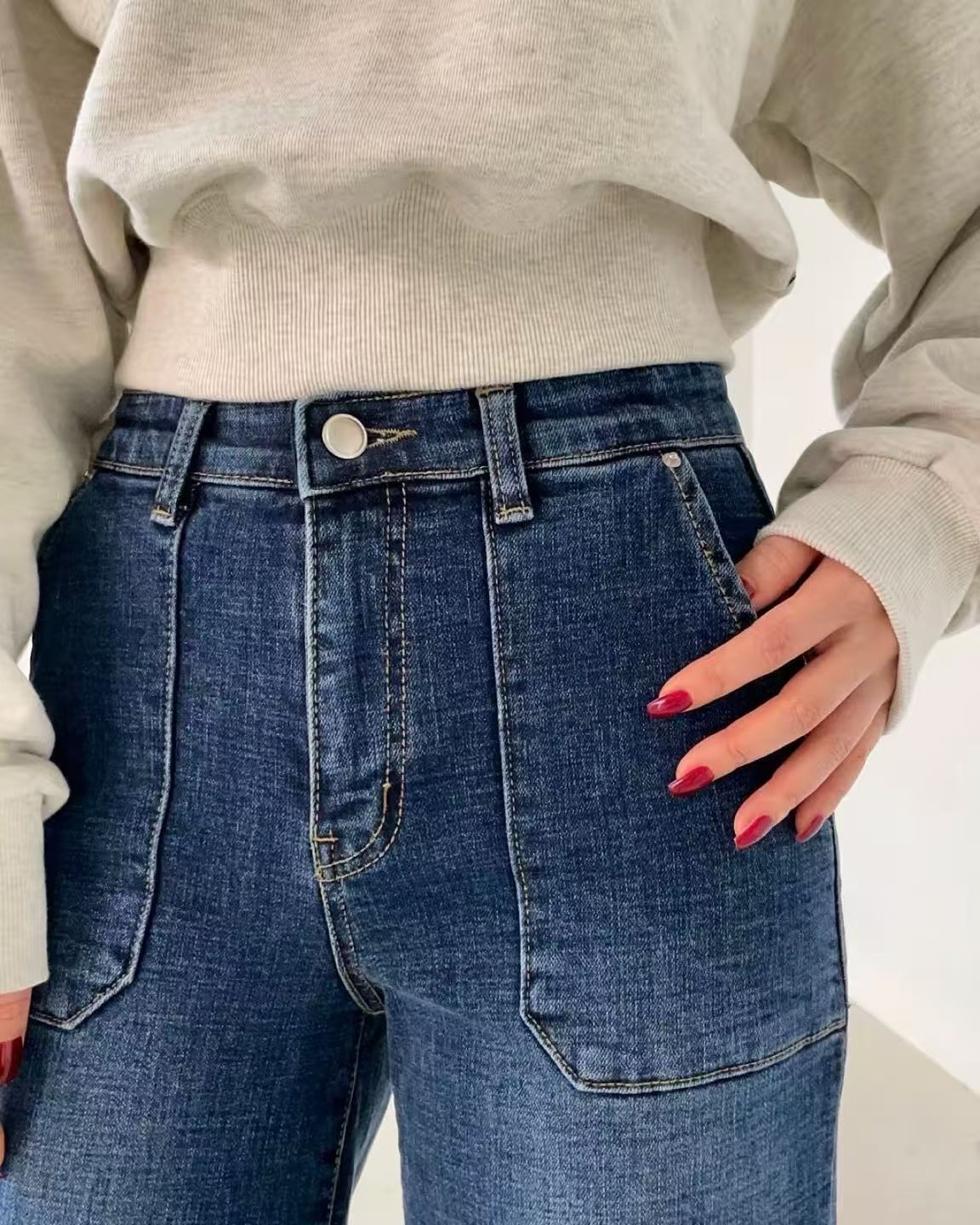 韓國 HowLuk 牛仔褲 刷薄毛 (冬季款)【H2508_1】