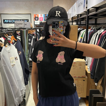 韓國 Ambler Ribbon Bear Crop Short Sleeve T-shirt 【AR003】 - STT Mall HK 靚太網購