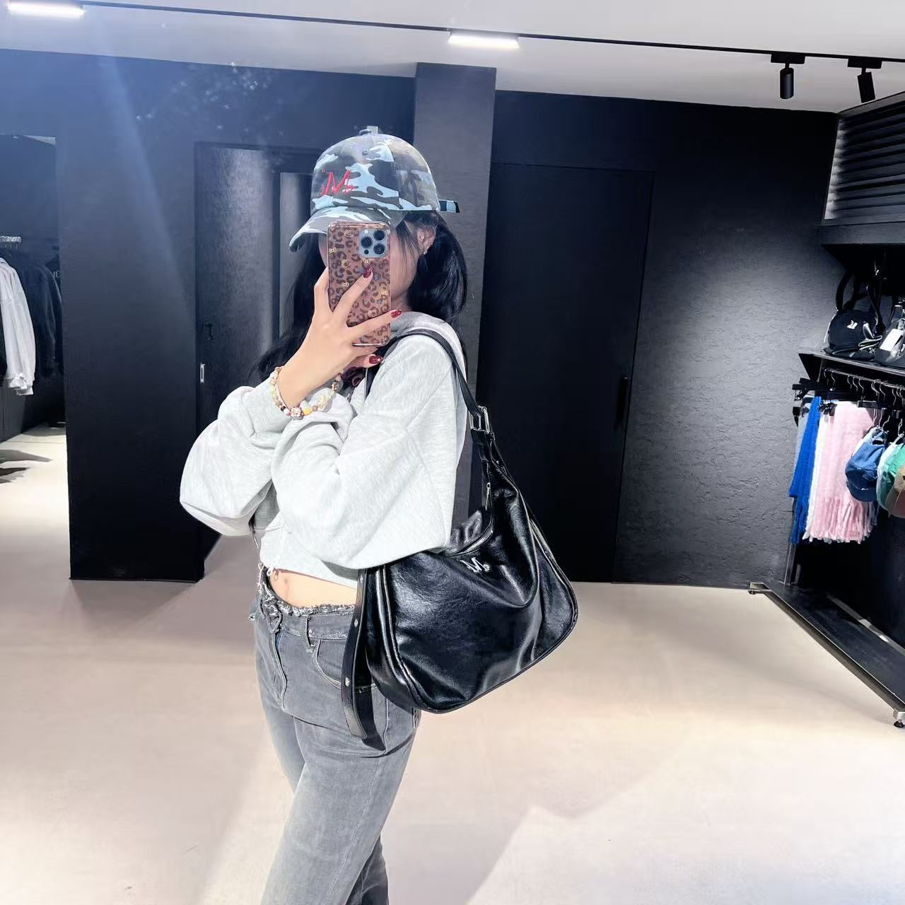 韓國 Mucent Pot Double Wrinkle Leather Shoulder Bag【MU105】