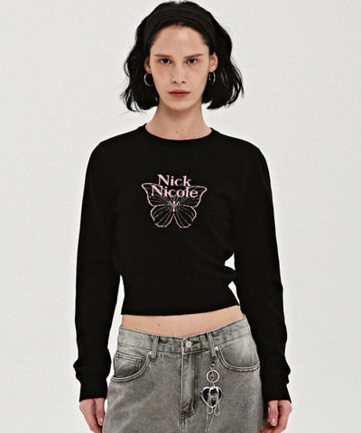 【現貨】韓國 Nick Nicole Mini Butterfly Signature Sleeve Knit【NK019】