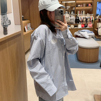 韓國 Marithe Francois Girbaud Over Fit Uni Stripe Shirt 【MF292】