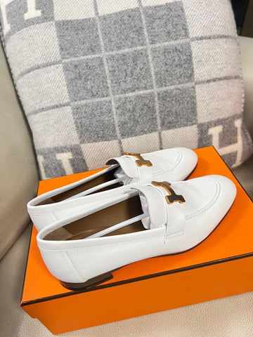 【Preloved】Hermes 白色真皮鞋 (尺碼37.5 正碼)  【ST017】
