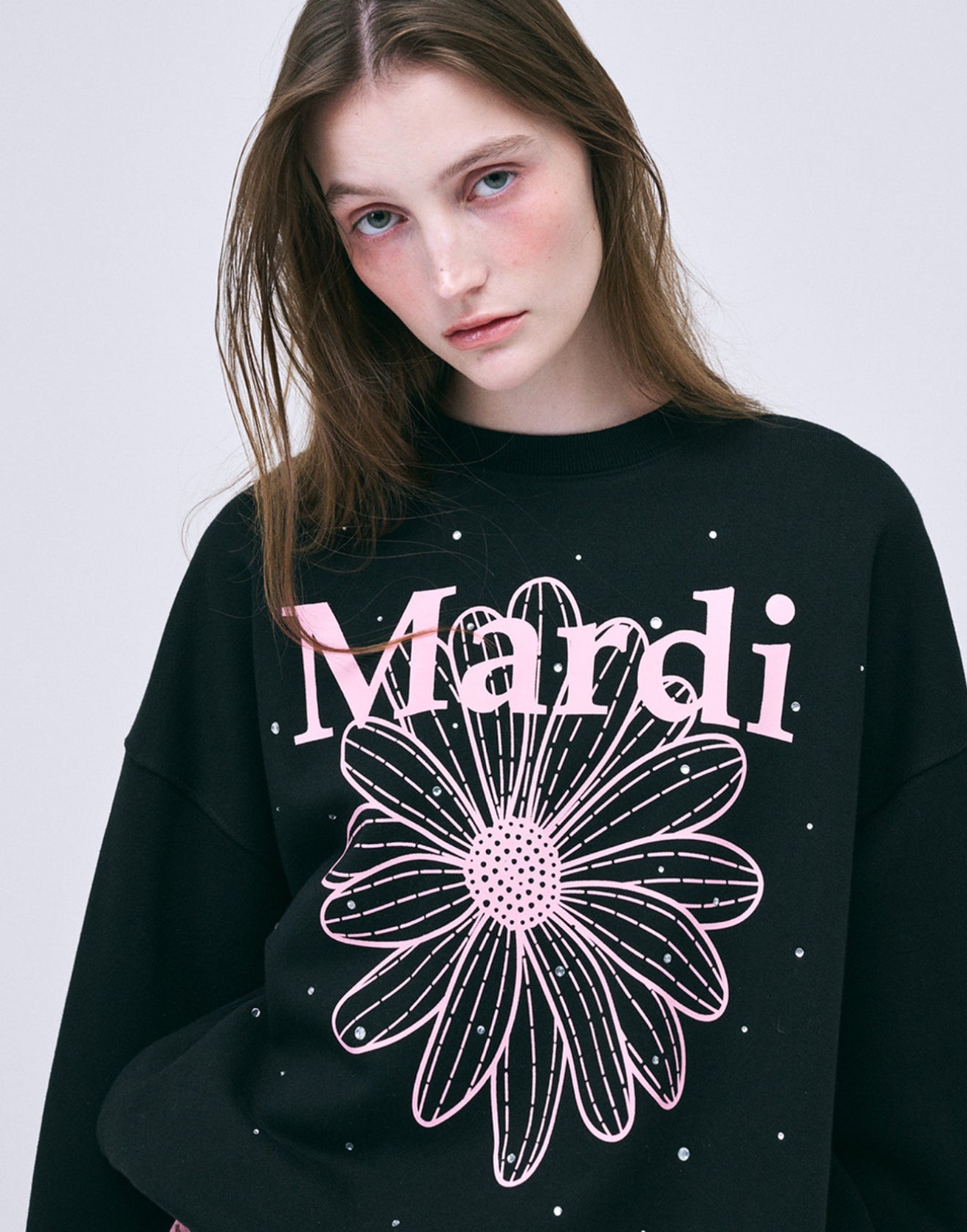 韓國 Mardi Mercredi SWEATSHIRT FLOWERMARDI STONE EMBELLISHED【MM004】