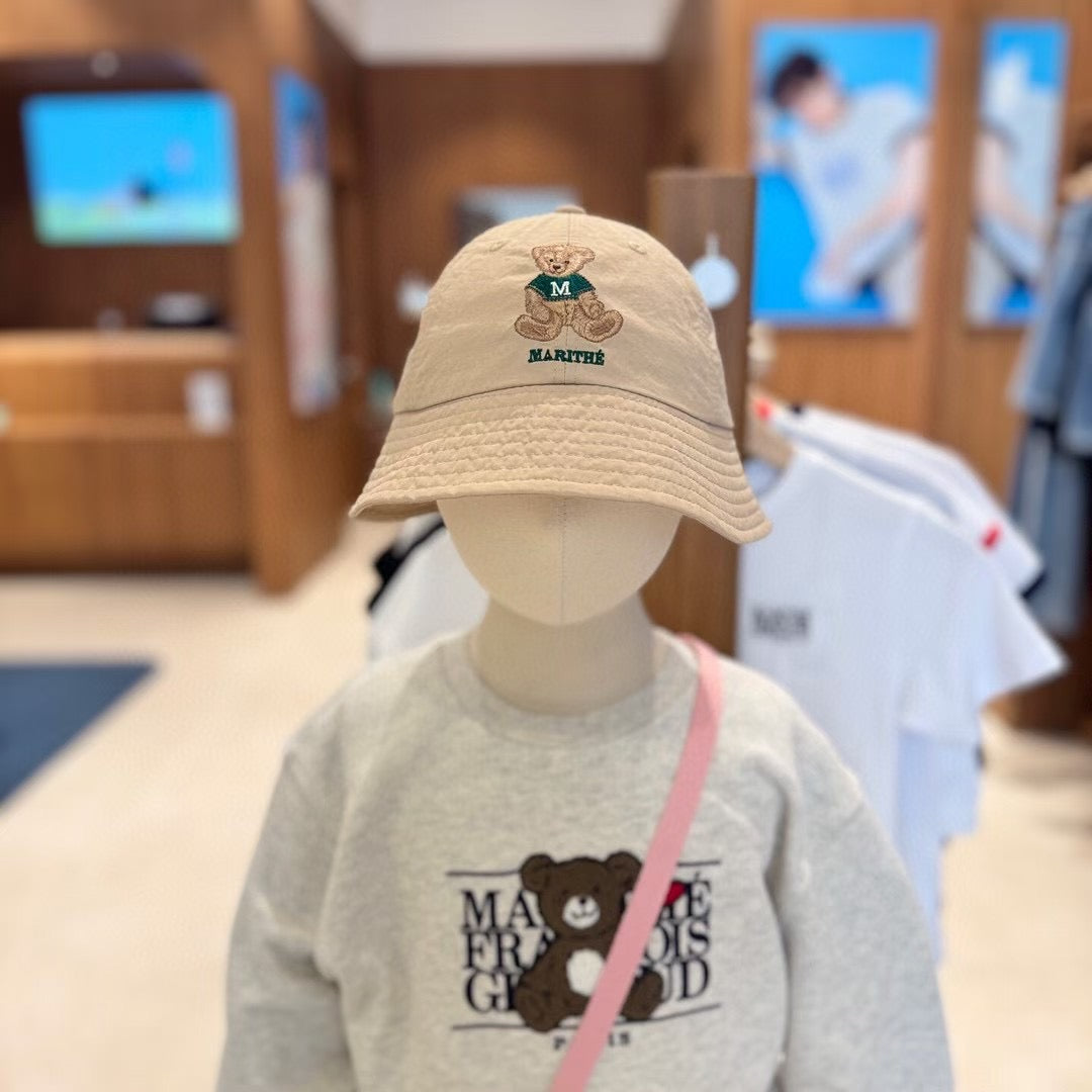 韓國 Marithe Francois Girbaud Enfant Bear Embroidery Round Bucket Hat【MF708】
