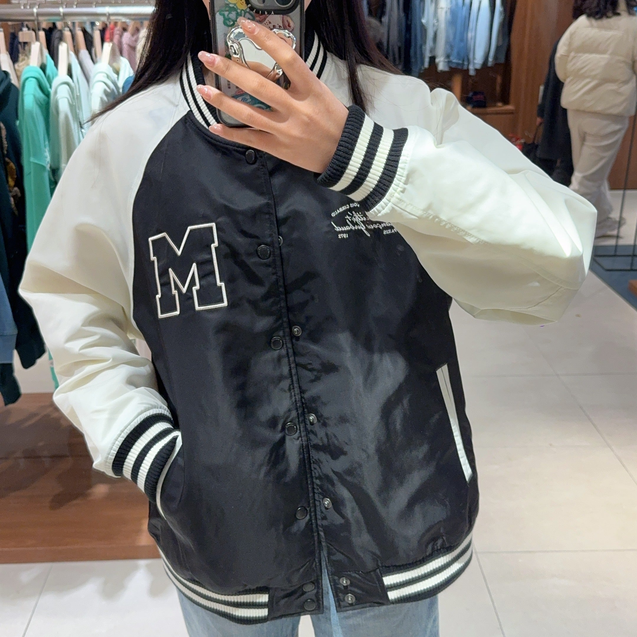 韓國 Marithe Francois Girbaud NYLON COLOR BLOCK BASEBALL JACKET【MF346】