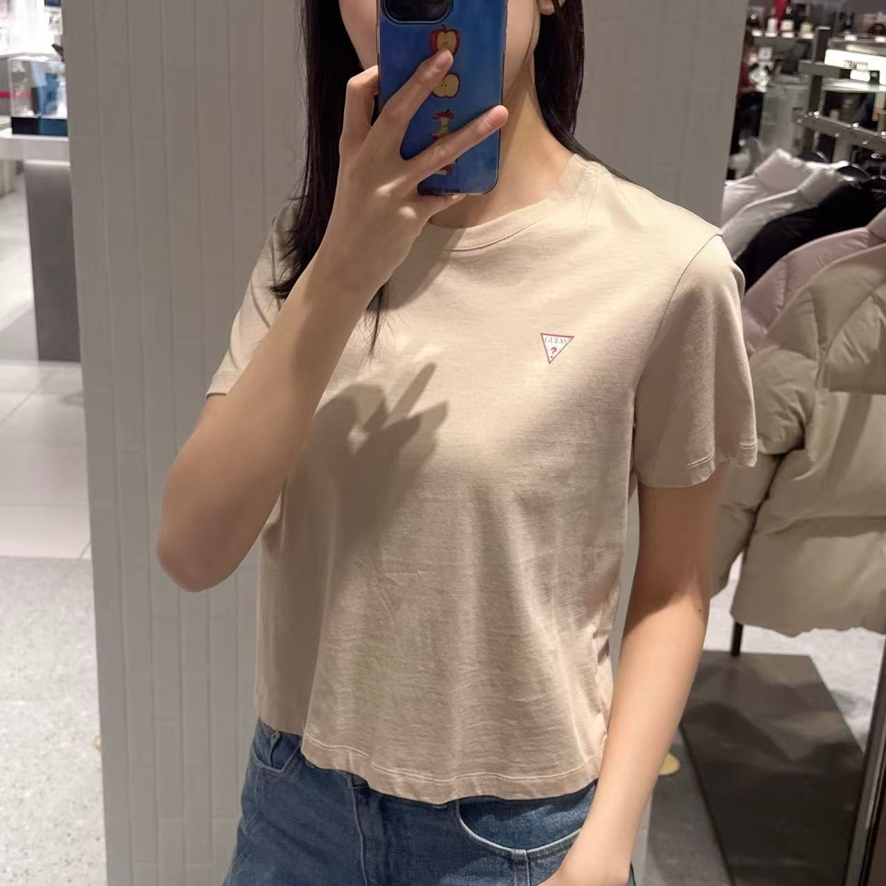 韓國 Guess Uni Semi-Over Original Mini Triangle Short Sleeve T-Shirt【GU011】