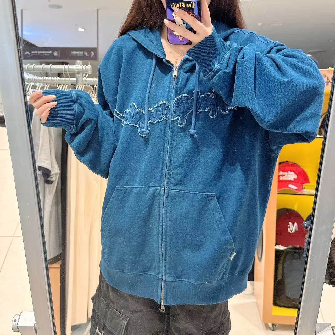 韓國 Mark Gonzales Indigo Washed Hooded Zip-Up Jacket【MG156】