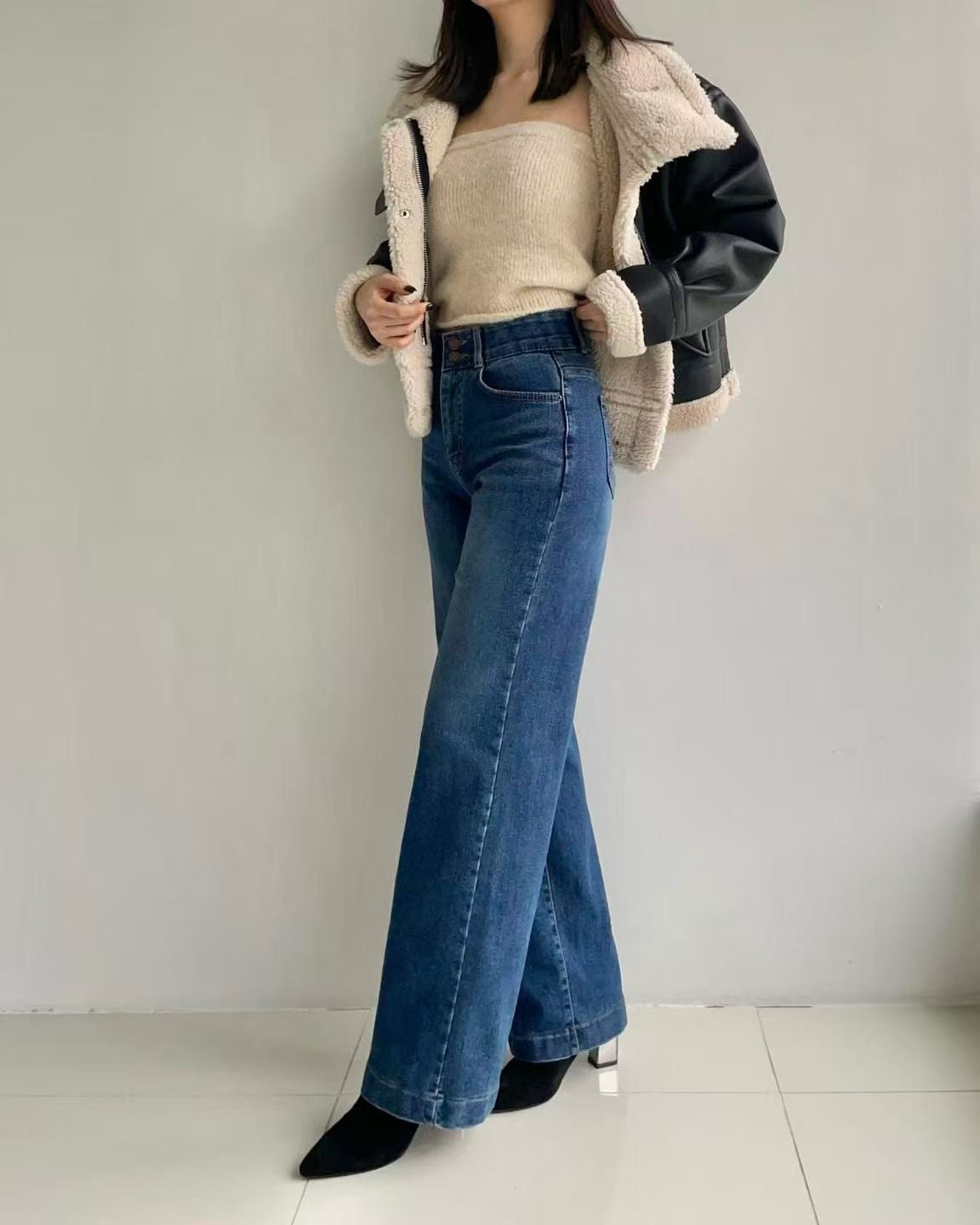 韓國 HowLuk 牛仔褲 刷薄毛  (冬季款)【H2551】