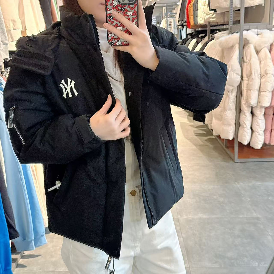 韓國 MLB Basic Big Lettering Hooded Detachable Quick-Drying Weight Short Padding NY【MB013】