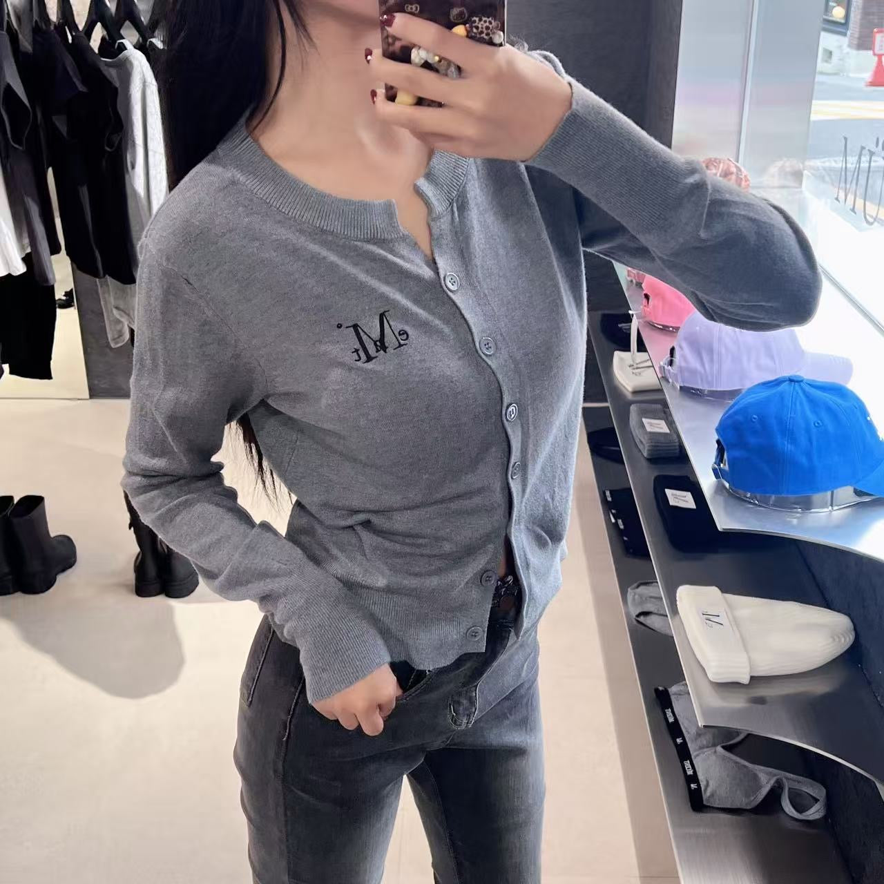 韓國 Mucent Marais 7-Button Crop Henry Neck Cardigan【MU121】