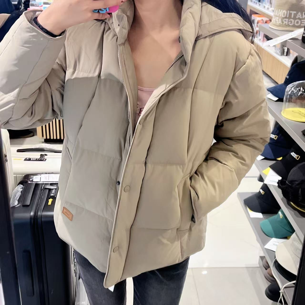 韓國 National Geographic Women's Square Quilted Hooded Detachable Duck Down Jumper (鴨絨)【NG281】