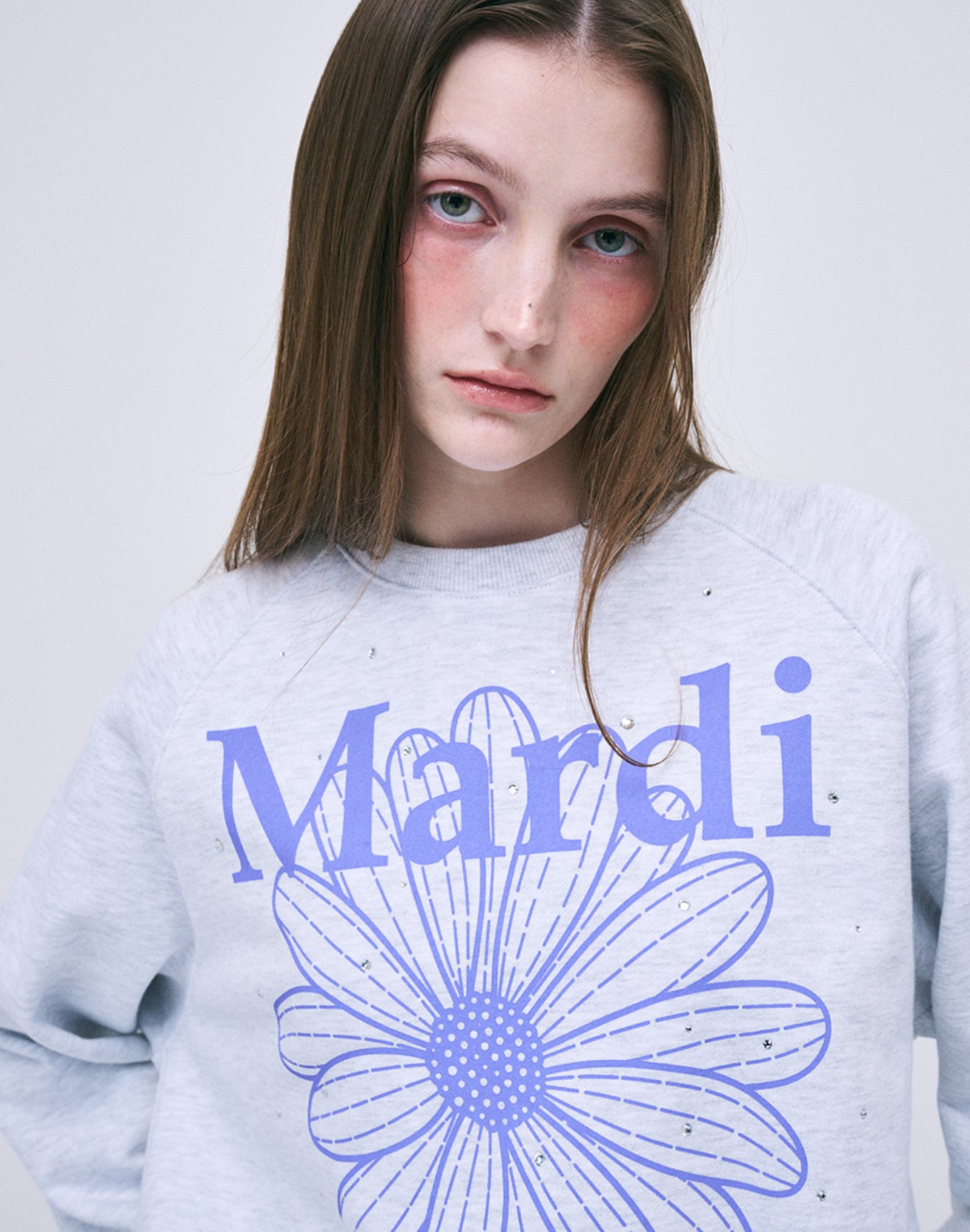 韓國 Mardi Mercredi SWEATSHIRT RAGLAN FLOWERMARDI STONE EMBELLISHED【MM005】