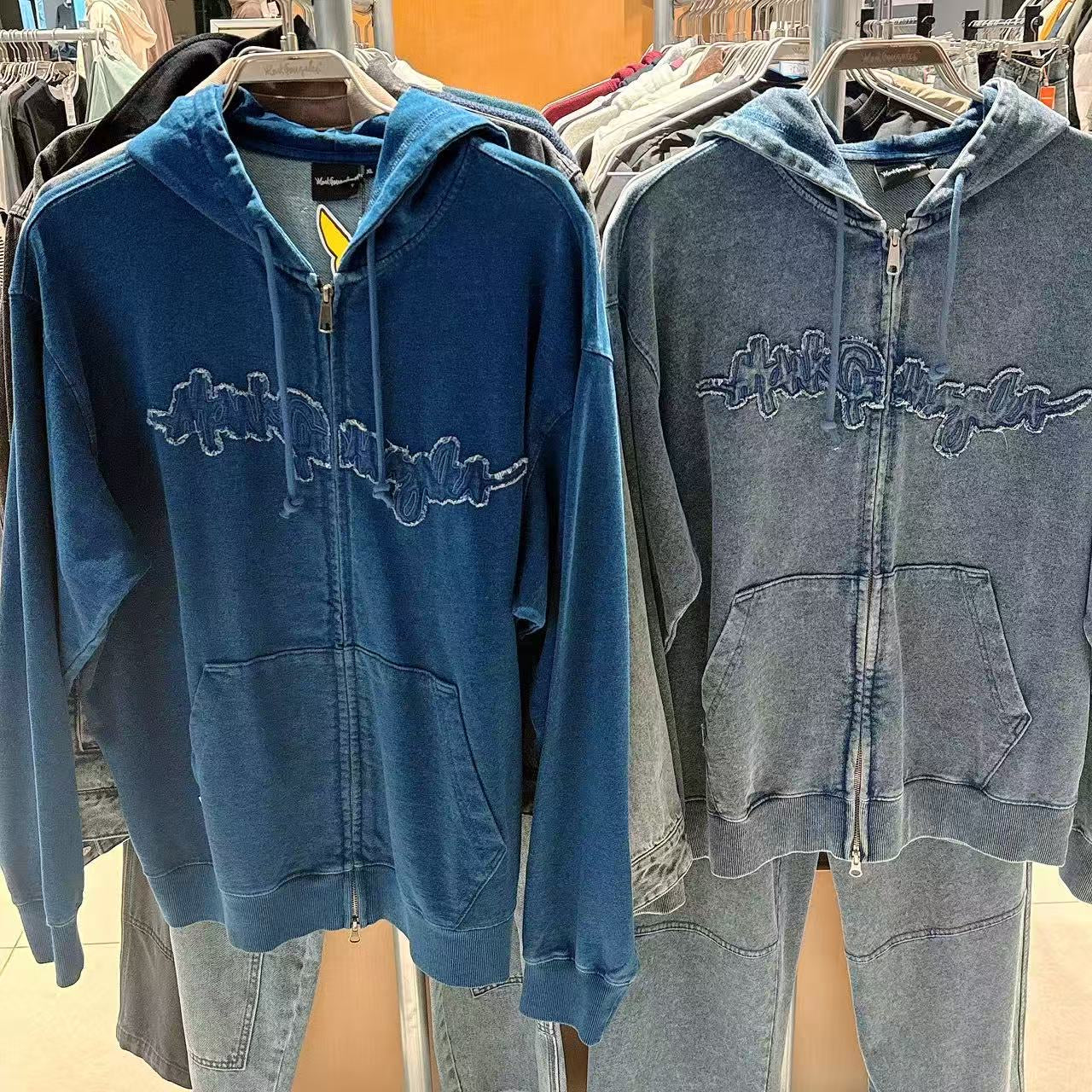 韓國 Mark Gonzales Indigo Washed Hooded Zip-Up Jacket【MG156】