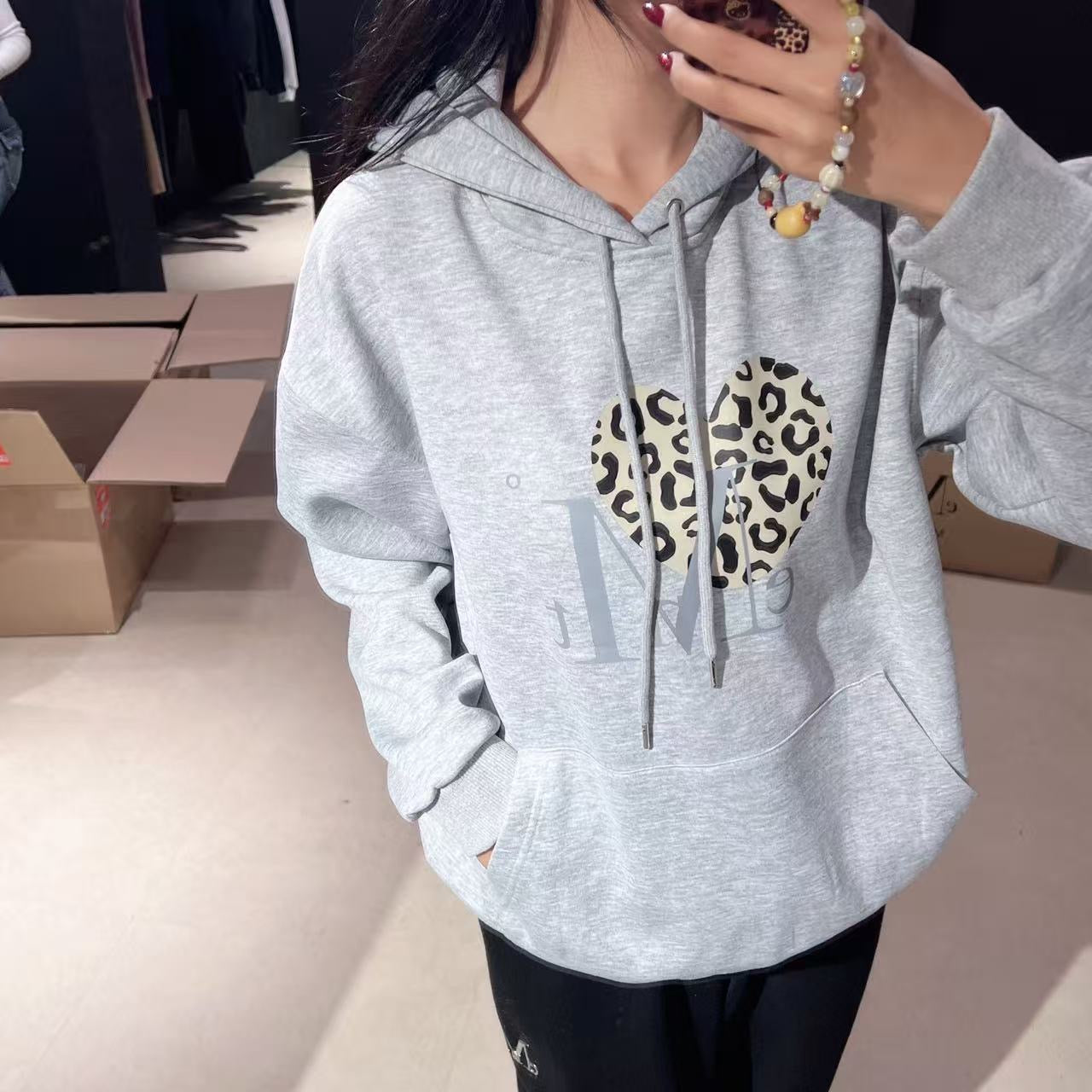 韓國 Mucent Sierra Leopard Heart Hood T【MU144】