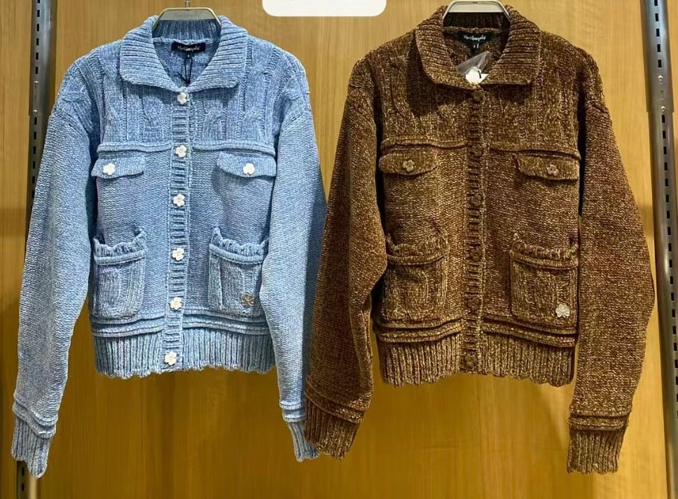 韓國 Mark Gonzales Women's Club Velvet Knit Jacket【MG166】