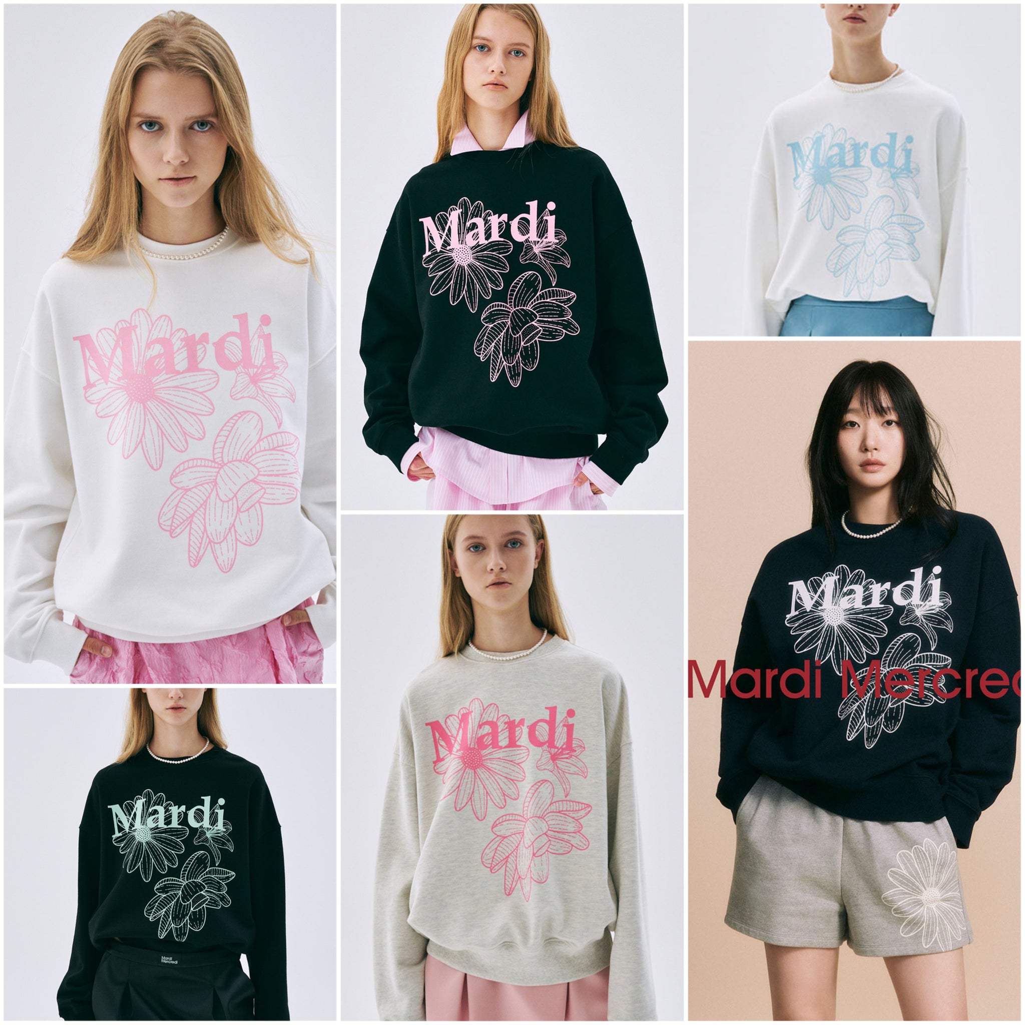 韓國 Mardi Mercredi SWEATSHIRT TRIPLE FLOWER - STT Mall HK 靚太網購