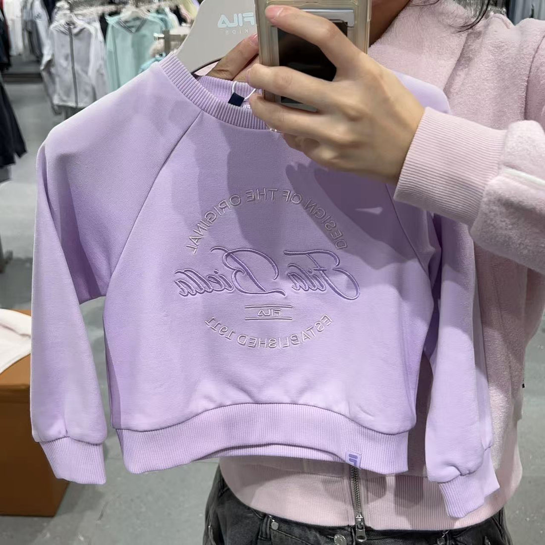 韓國 FILA Kids Logo Point Crop Sweatshirt【FA074】