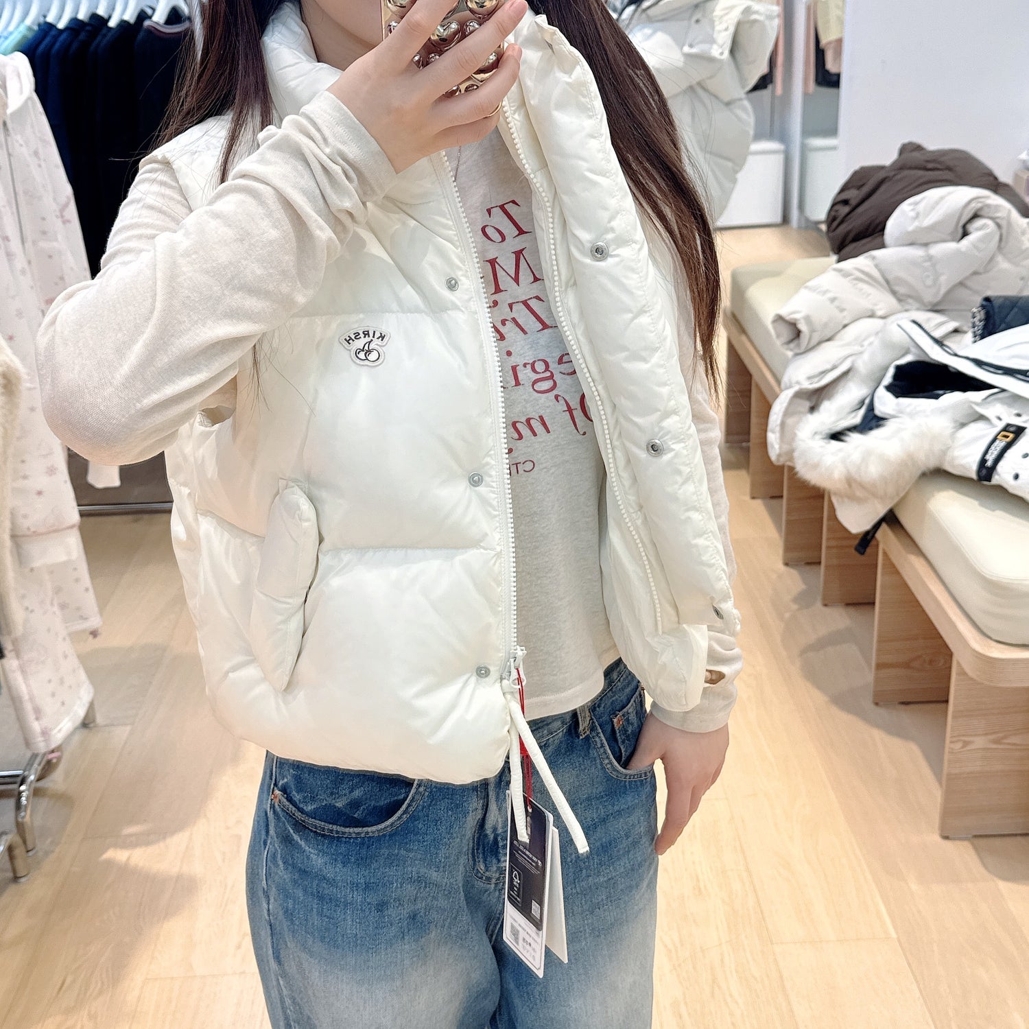 韓國 Kirsh Archi Cherry Crop Down Vest【KH003】