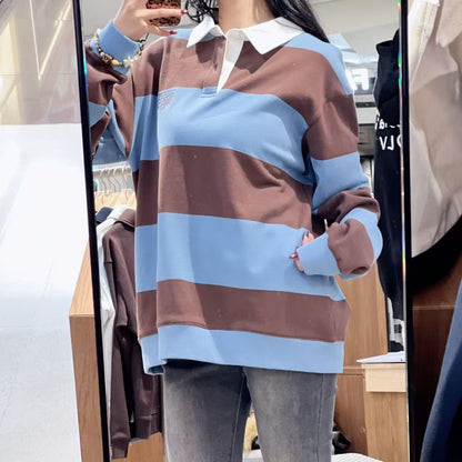 韓國 Marithe Francois Girbaud Classic Logo Stripe Rugby Sweatshirt【MF650】