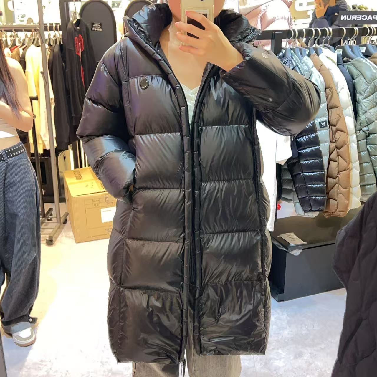 韓國 LifeWork Women's Soft Air Square Quilted Long Hooded Down Jumper (鴨絨)【LW033】