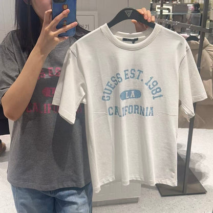 韓國 Guess Uni Semi Over California Short Sleeve T-Shirt【GU001】