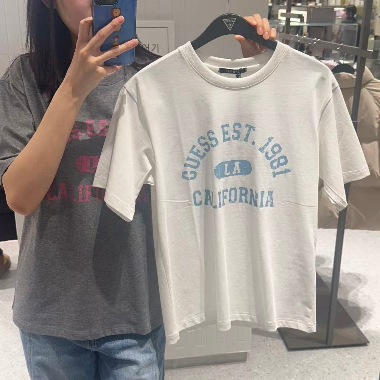 韓國 Guess Uni Semi Over California Short Sleeve T-Shirt【GU001】