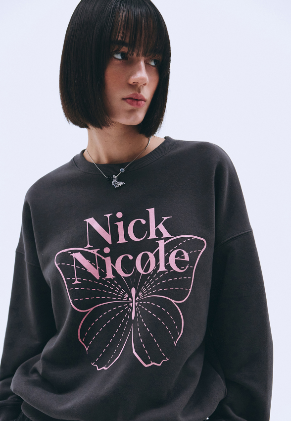 韓國 Nick Nicole BUTTERFLY SIGNATURE SWEATSHIRT【NN041】