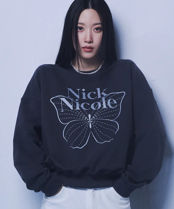 韓國 Nick Nicole BUTTERFLY SIGNATURE SWEATSHIRT【NN041】