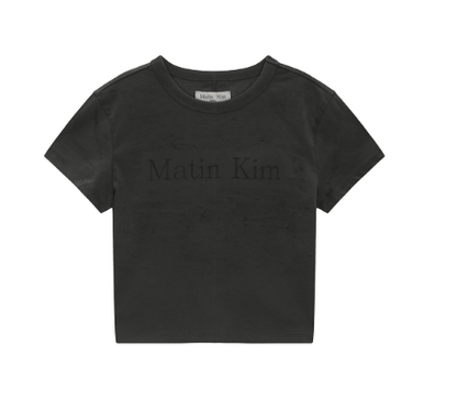 韓國 Matin Kim STENCIL PRINTING LOGO CROP TOP【MK065】