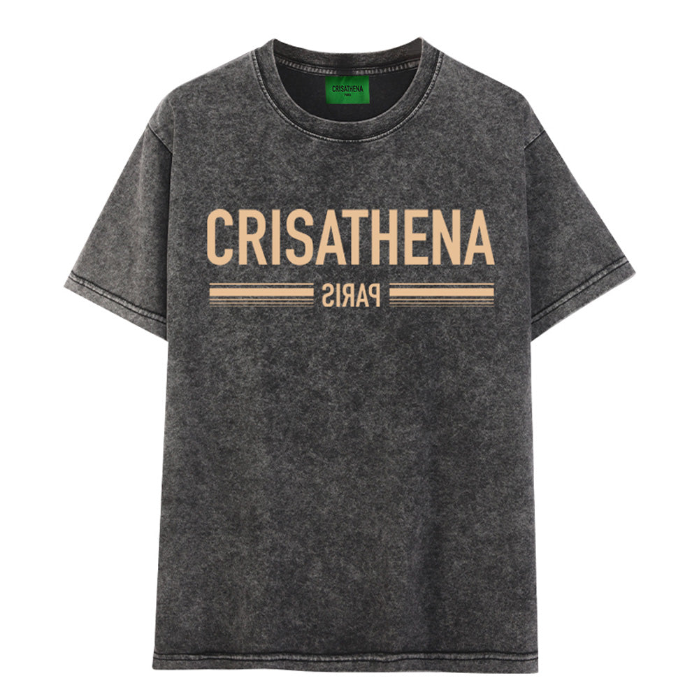 Crisathena Paris Stone Washed T-shirt【SS027】