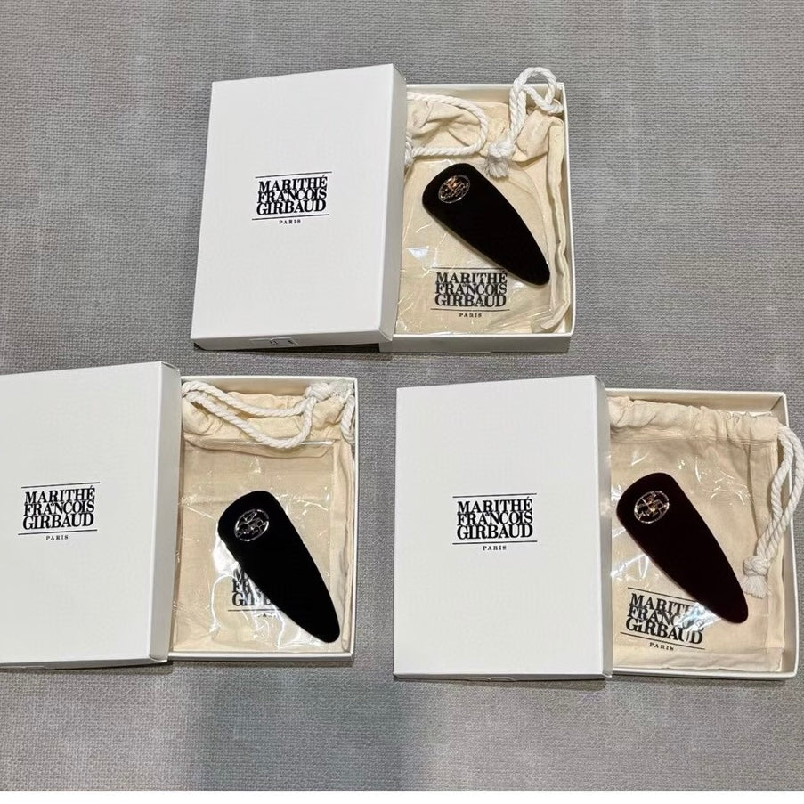 韓國 Marithe Francois Girbaud Circle Logo Velvet Hair Pin【MF732】