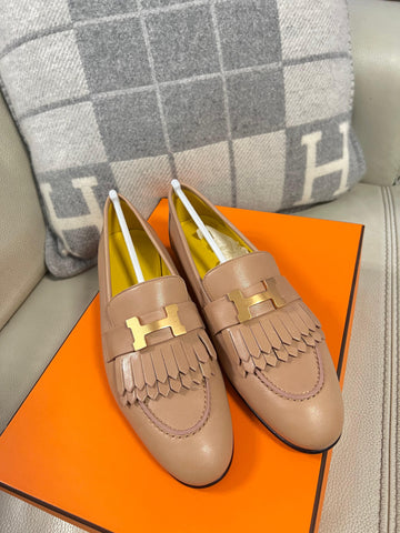 【Preloved】Hermes 流蘇款真皮鞋 (尺碼37.5 正碼) 【ST019】