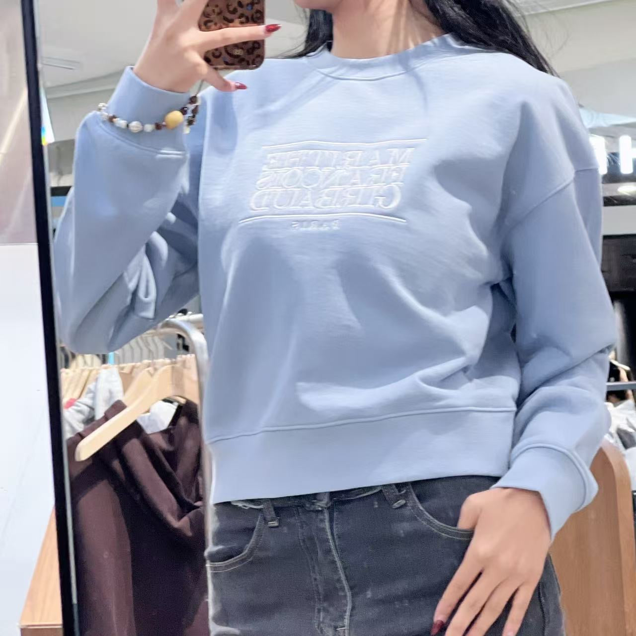 韓國 Marithe Francois Girbaud W Classic Logo Crop Sweatshirt【MF654】
