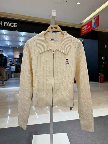 韓國 SPAO Collar Neck Zip-Up Cardigan【SP202】