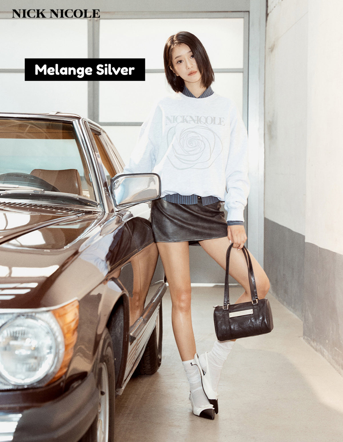 【現貨】韓國 Nick Nicole Rose Printing Sweatshirt【NN005】