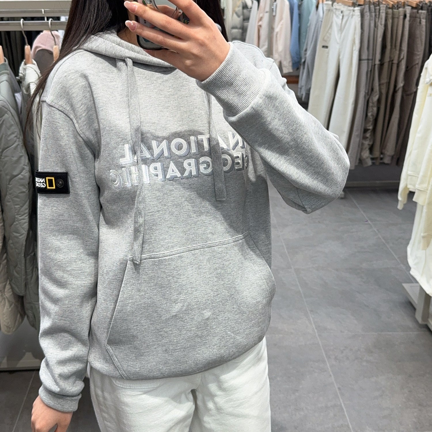 韓國 National Geographic Chest Embroidery LOGO Hoodie【NG276】