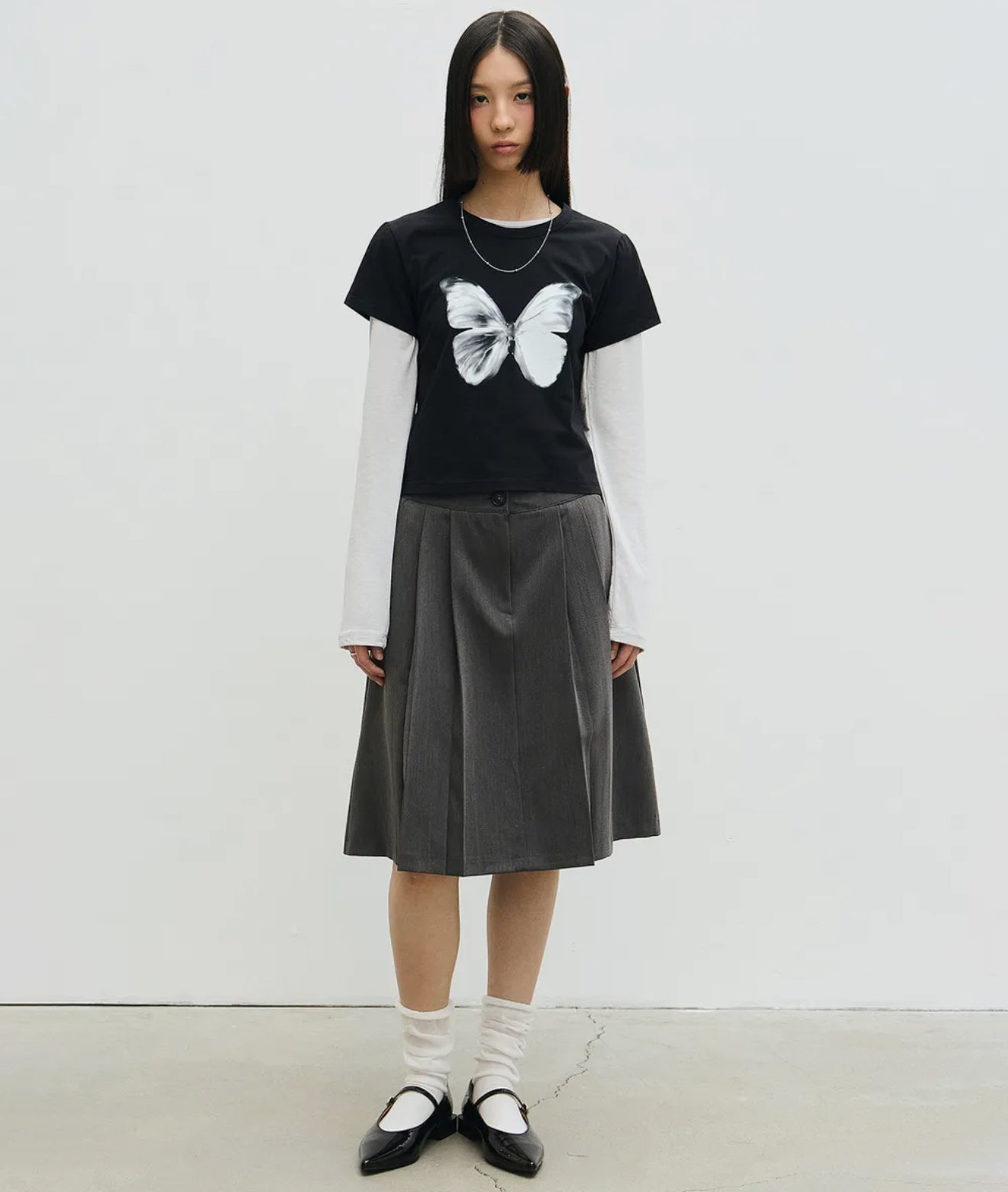 韓國 Nick Nicole Butterfly Soft Coloring Crop Top【KR006】