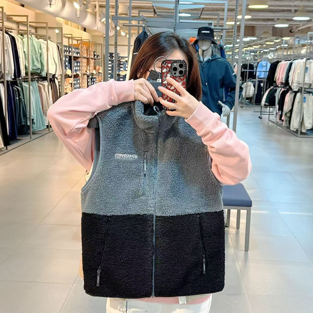 韓國 Discovery Universal Tech Fleece Colorblock Vest【DY148】