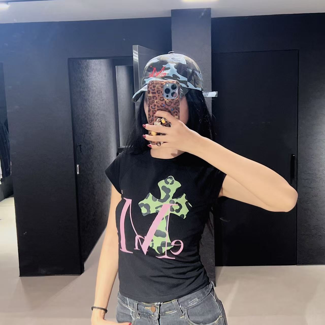 韓國 Mucent Sahara Camo Cross Raglan Slim Fit Half T-Shirt【MU136】