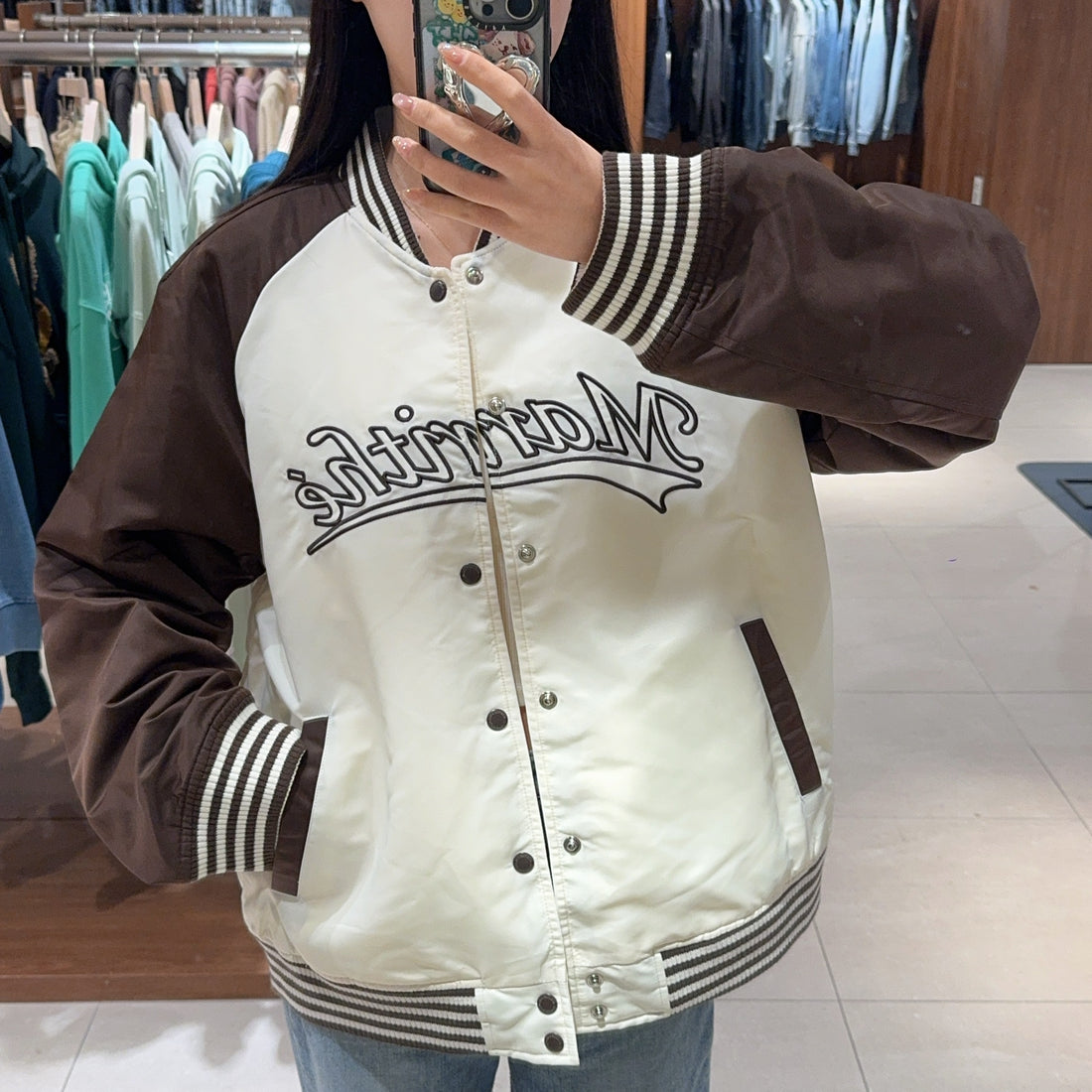 韓國 Marithe Francois Girbaud GLOSSY BASEBALL JACKET【MF347】