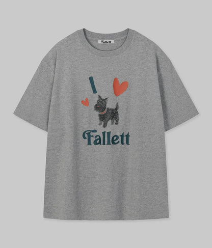 韓國 Fallett Puppy drawing overfit short sleeve T-shirt【FT001】