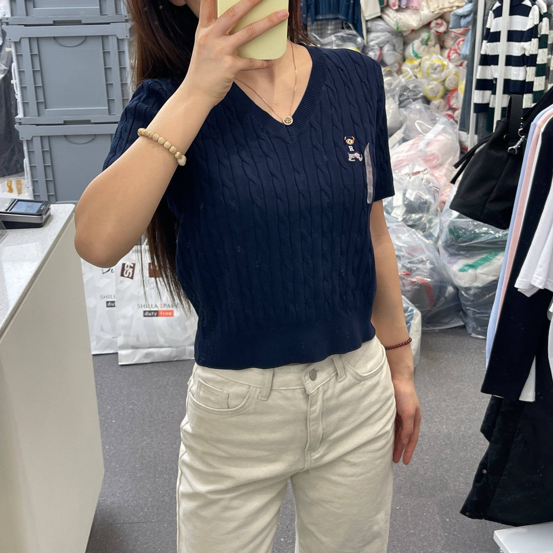 韓國 SPAO V-neck short-sleeved knit【SP030】 - STT Mall HK 靚太網購