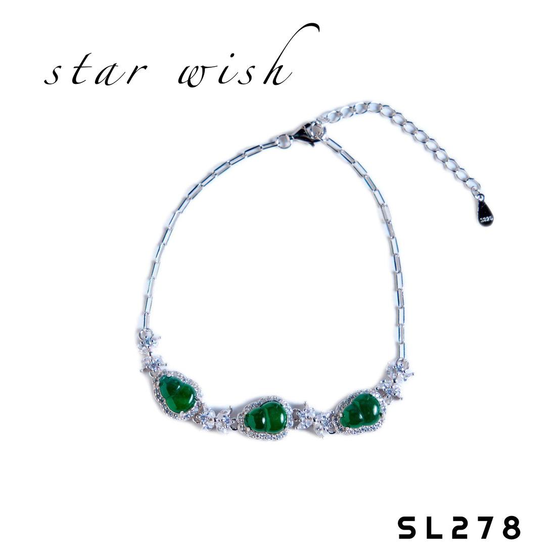 Star Wish S925銀 翡翠葫蘆手鏈 SL278【SS482】