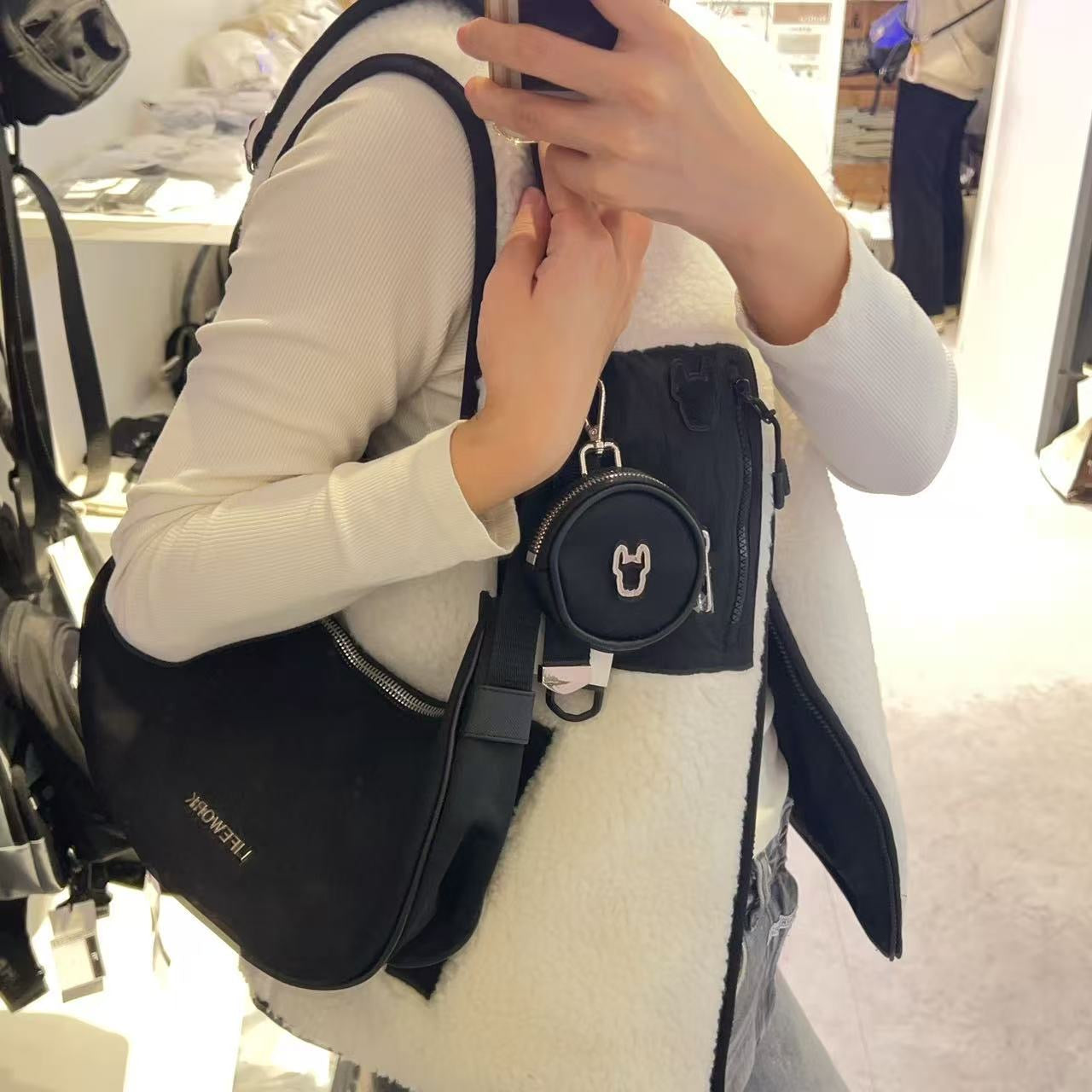 韓國 LifeWork Women's Essential Radogram Leather Hobo Bag【LW049】