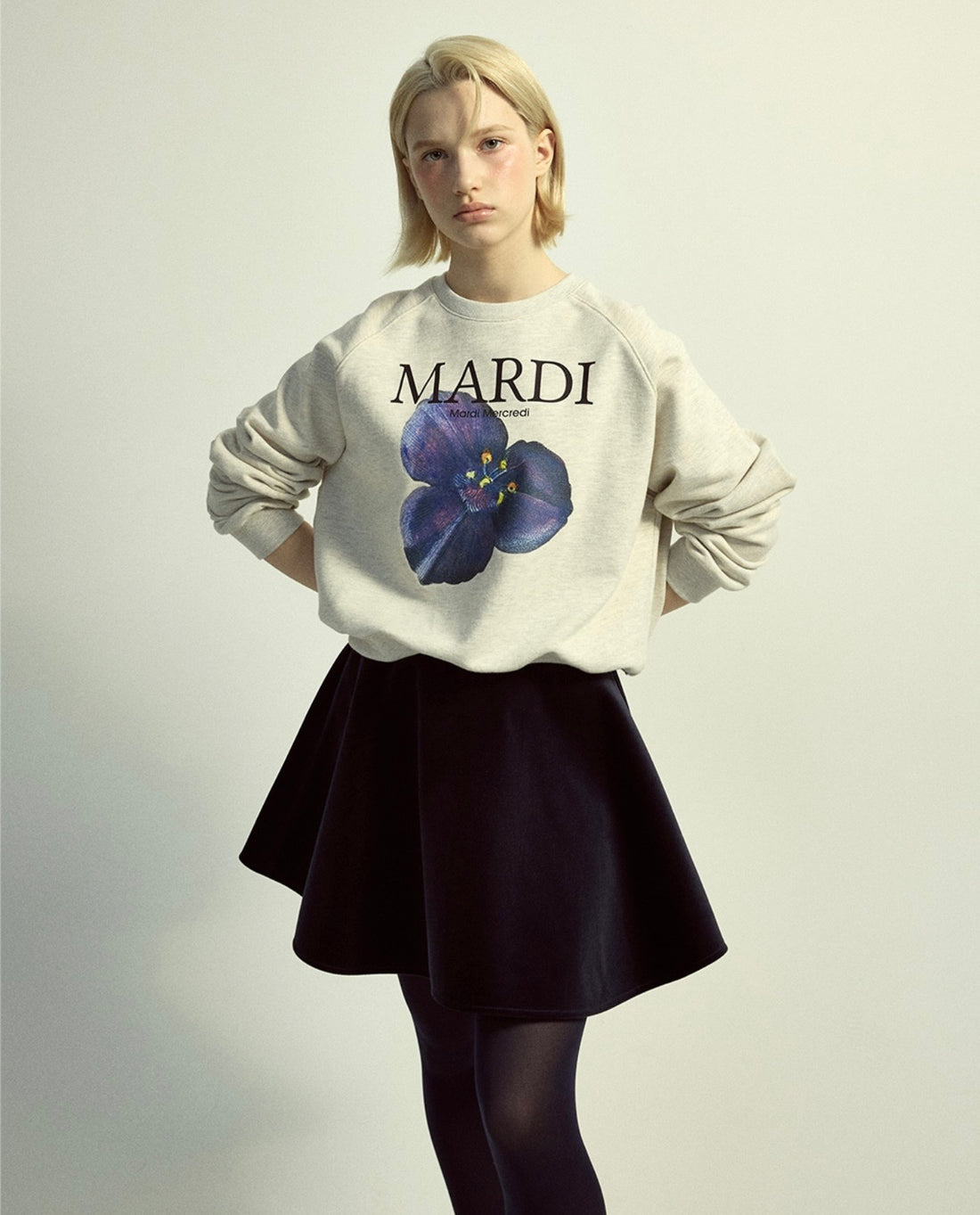 韓國 Mardi Mercredi Sweatshirt Raglan Lilies 04【MM214】