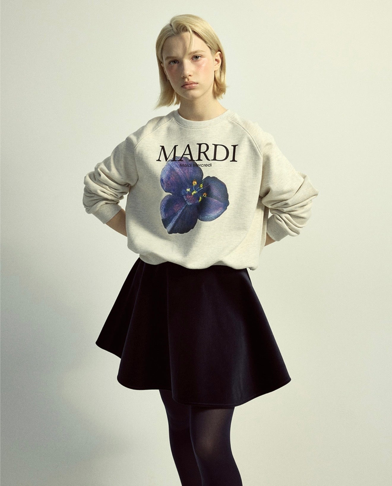 韓國 Mardi Mercredi Sweatshirt Raglan Lilies 04【MM214】