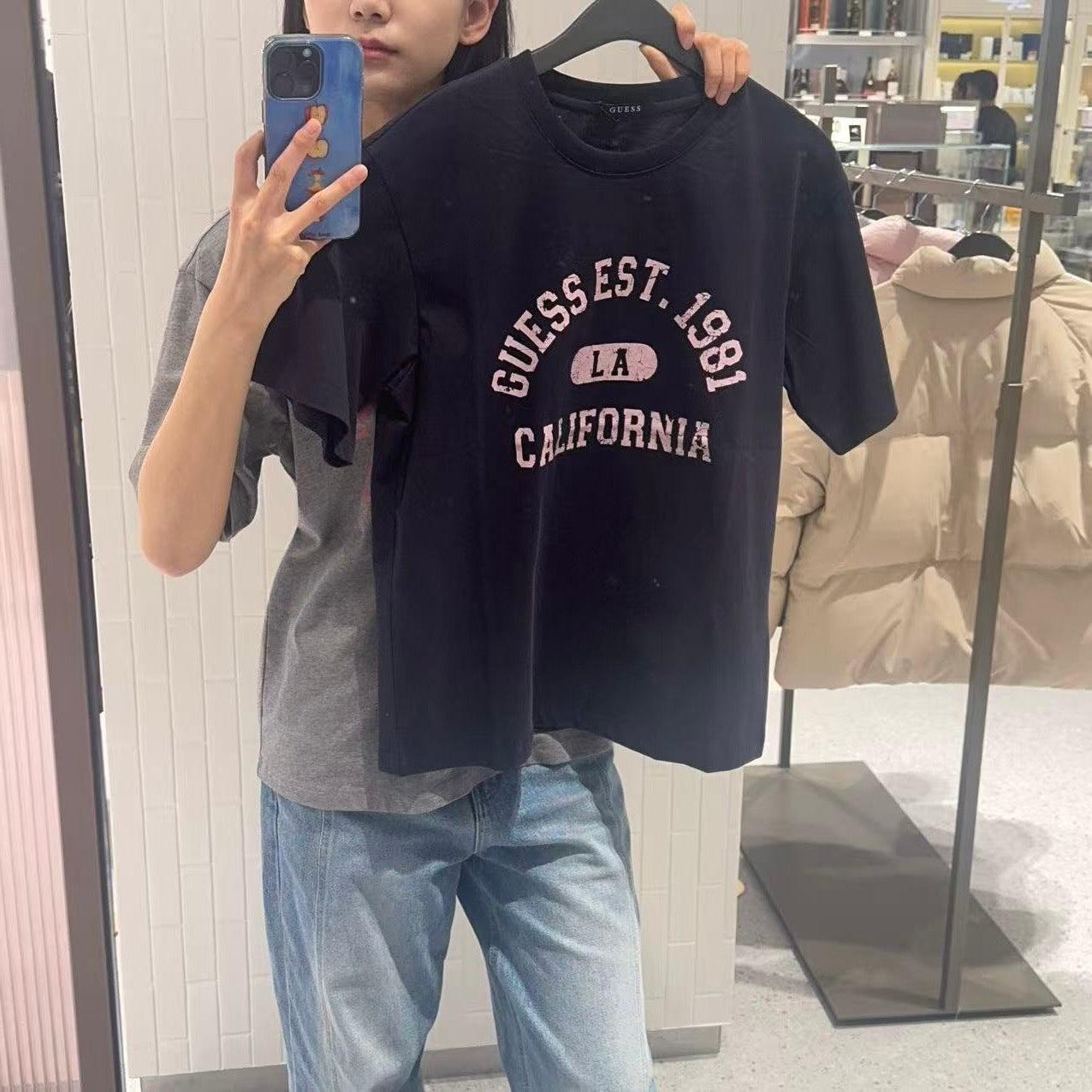 韓國 Guess Uni Semi Over California Short Sleeve T-Shirt【GU001】