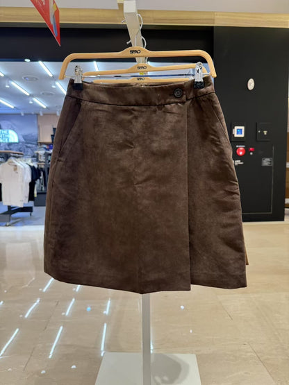 韓國 SPAO Suede Wrap Skirt【SP207】