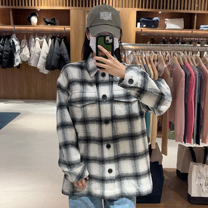 韓國 Marithe Francois Girbaud OVERSIZED CLASSIC CHECK SHIRT JACKET 【MF221】