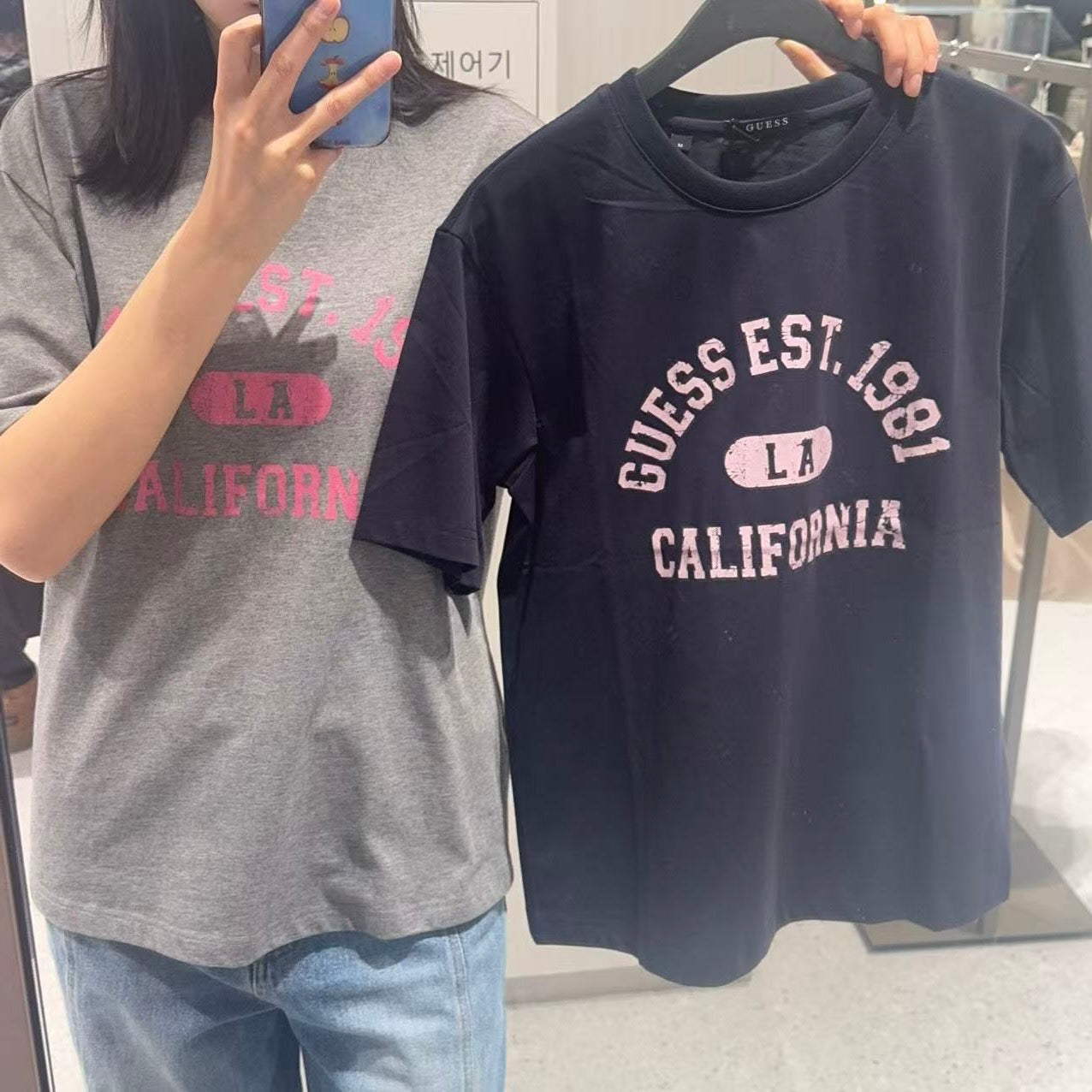 韓國 Guess Uni Semi Over California Short Sleeve T-Shirt【GU001】